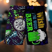 levne Jídlo a nápoje-Pánské Písmeno Pivo Plavecké trenýrky Plavky pánské Surfovací šortky Středně vysoký pas Módní Havajské Designové Ležérní Denní Dovolená Kapsy Šňůrky Elastický pas Návrhář Oblečení
