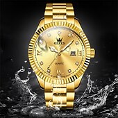 cheap Quartz Watches-OLEVS Men Quartz Watch Fashion Business Wristwatch Luminous Calendar Waterproof Decoration Steel Watch