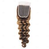 cheap 3 Bundles with Closure-Loose Deep 3&amp;1 Bundles With Closure Highlight P4/27# Human Hair Weaving With 4*4 Closures Pre-colored Brazilian Hair Extension