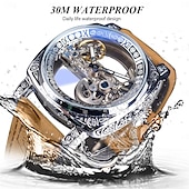 abordables Montres mécaniques-Montre mécanique FORSINING pour homme mode décontractée automatique à remontage automatique phase de lune lumineuse étanche en acier