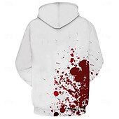 levne Halloween mikiny a svetry-krvavé skvrny pánské pohodlí barva mikiny móda 3D tisk mikina s kapucí mikiny bílá posádka krk podzim