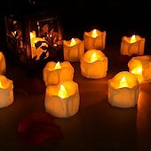billiga Ljusljus-12st svarta led värmeljus halloween nattlampor levande ljus utomhus inomhus trädgård halloween inredning halloween elektriska ljus batteridrivna halloween lyktor semester fest dekorationer