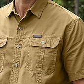 preiswerte Herrenhemd zum Knöpfen-Herren Hemd Knopfhemd Lässiges Hemd Cargo-Shirt Schwarz Marineblau Königliches Blau Orange Grün Kurze Ärmel Glatt Umlegekragen Urlaub Ausgehen Button-Down Bekleidung Stilvoll Moderne zeitgenössische