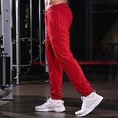 お買い得  ランニングパンツとタイツ-男性用 スウェットパンツ ランニングパンツ トラックパンツ ポケット ドローストリング 弾性ウエストバンド パンツ アウトドア スポーツ 屋内 秋 コットン 高通気性 ソフト マラソン ランニング いい結果になる テイラーフィット スポーツウェア アクティブウェア ソリッド ブラック ルビーレッド グリーン