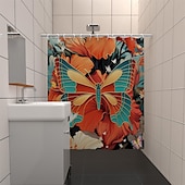 olcso Zuhanyfüggönyök-Zuhanyfüggöny kampókkal 180cm*180cm (70&quot;*70&quot;) poliészter mosható vízálló növény virág mintával fürdőszoba kád dekor