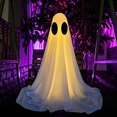 cheap Halloween Outdoor-Halloween Decorations Lighted Ghosts Outdoor Decoration Lights Yard Halloween Standing Ghost Lights Battery Operated Porch for Patio Spooky Atmosphere Decorations 1pc