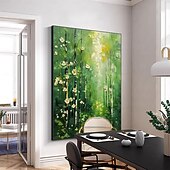 preiswerte Blumen-/Botanische Gemälde-handgemachtes Original Ölgemälde „Grüner Wald“ auf Leinwand, abstrakter Baum, Landschaftsgestaltung, Wanddekoration, Wohnzimmer, Wohndekor mit Keilrahmen/ohne Innenrahmen