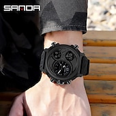 abordables Relojes digitales-Reloj Digital SANDA para Hombre Reloj Deportivo de Moda Cronómetro Luminiscente Reloj Alarma Reloj de Resina con Calendario