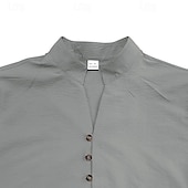 cheap Business Casual-Men&#039;s Shirt Linen Shirt Chinese Collar Shirt Mandarin Collar Shirt Casual Shirt Button Up Shirt Plain Vacation Street Black White Pink Khaki Short Sleeve Grandad Collar Summer Clothing Apparel