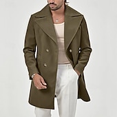 levne Pánský trenčkot-Pánské Kabát Trenčkot Denní Dovolená Podzim zima Polyester Yumuşak Svrchní oděvy Oblečení Módní Klasické Bez vzoru Kapsy Přehnutý Dvouřadé