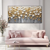 cheap Floral/Botanical Paintings-3D Gold Floral Abstract Oil Painting Designer Limited Gold Leaf Painting Modern Light Luxury Canvas Wall Art Room Wall Decor Gift