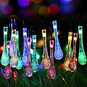 economico Luci di Halloween-6.5m 30leds luci della stringa solare goccia d&#039;acqua luci esterne impermeabili stringa di fata 8 modalità di illuminazione vacanza matrimonio giardino prato natale halloween decorazione del patio