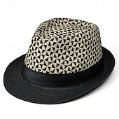 billige Fedora hatt-Herre Kentucky Derby Hat Solhatt Bowlerhatt Svart Kakifarget Lakris Mote Fritid Gate Daglig Fargeblokk Geometrisk Solkrem Pustende