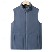 preiswerte Westen-Herren Weste für Wanderer Wander-Fleeceweste Ärmellos Shirt Außen warm Fleece-Futter Komfortabel Winter Tasche Polyester Dunkelgrau Schwarz Dunkelblau Jagd Angeln Klettern