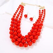 economico Accessori per acconciature-collana a catena girocollo con perline acriliche per donna, collana a catena a maglia cubana grossa alla moda alla moda boho set di bigiotteria moda regali leggeri fatti a mano