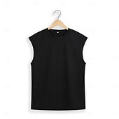 billiga Gym-toppar-Herr Linne Undertröjor Ärmlös tröja Ärmlös Rund hals Sommar Slät Mode Designer Muskel Utomhus Utekväll Gym Svart Vit Rubinrött Topp t-shirt för män