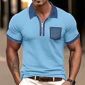 preiswerte Herren Klassisches Polo-Herren Poloshirt Golfhemd Casual Festtage Kargen Viertel Postleitzahl Kurzarm Modisch Basic Farbblock Viertel Postleitzahl Sommer Regular Fit Hellblau Schwarz Weiß Khaki Hellgrau Poloshirt
