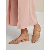 economico Ballerine da donna-Per donna Ballerine Mary Jane Da mare Ufficio Giornaliero Nappa Piatto Elegante Boemia Festività Raso Similpelle Listino alla caviglia Rosa polveroso Nero