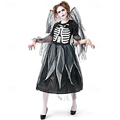 preiswerte Schädel &amp; Knochen-Skelett Totenkopf Kleid Cosplay Kostüm Erwachsene Damen Gruseliges Kostüm Party / Abend Karneval Einfaches Karnevalskostüm