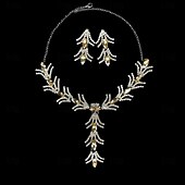 voordelige Sieradensets-Bruidssieradensets 2 Gesimuleerde diamant 1 Ketting Oorbellen Dames Stijlvol Luxe Schattig Klassiek Bladvorm Kostbaar Sieraden set Voor Bruiloft Lahja