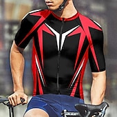 abordables Maillots pour hommes-Homme Maillot Velo Cyclisme Manche Courte Cyclisme Tee-shirt Maillot Top avec 3 poches arrière VTT Vélo tout terrain Respirable Séchage rapide Jaune Rouge Bleu Bloc de couleur Des sports Vêtement