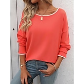 cheap Graphic Patterns &amp; Details-Women&#039;s Sweater Stylish Color Block Chunky One Shoulder Knitted Long Sleeve Long Tops Knit Daily Red Navy Blue Fall Winter