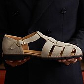 olcso Prémium bőr szandál-Férfi Suede Bőr Gladiátor Szandálok - Stílusos Pántos Nyári Lábbeli Informális és Formális Hordásra