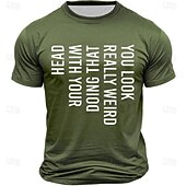 お買い得  メンズおもしろTシャツ-男性の短袖グラフィックTシャツ - 面白い頭の傾きユーモア「それを頭でやるのは本当に変だよ」Tシャツ