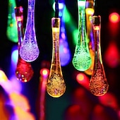 economico Luci di Halloween-6.5m 30leds luci della stringa solare goccia d&#039;acqua luci esterne impermeabili stringa di fata 8 modalità di illuminazione vacanza matrimonio giardino prato natale halloween decorazione del patio