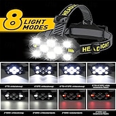 abordables Phares avant-Lampe frontale rechargeable 10 LED torches frontales super lumineuses 22 000 lumens 10 modes lampe frontale ipx4 mains libres capacité mains libres idéale pour le camping et le cyclisme