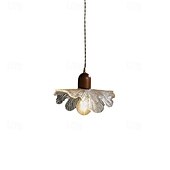baratos Luzes pendentes-luminária pendente led branco quente 1 luz 7w moderno vidro com nervuras design de folha de lótus e26/e27 lustre com cabo ajustável luminária pendente de teto para quarto sala de estar cozinha