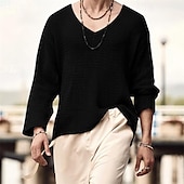 economico magliette di base-Per uomo Maglietta Maglietta a Maglia Camicia a Maniche Lunghe Manica Lunga Scollo a V Primavera &amp; Autunno Semplice Moda Designer Essenziale Lavoro a maglia Vacanza Streetwear Uscire Nero Blu marino