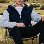 Недорогие мужские базовые толстовки-Муж. Толстовка с капюшоном на молнии Балахон на молнии Флисовая жилетка Черный Синий Светло-серый Темно-серый Капюшон Контрастных цветов Застегнуться Пэчворк Карман