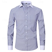 cheap Men&#039;s Non Iron Shirts-Men&#039;s Shirt Dress Shirt Collared Shirt Button Up Shirt Color Block Wedding Party Black Light Purple Dark Blue Light Sky Blue Long Sleeve Lapel Spring &amp;  Fall Clothing Apparel