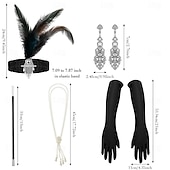 abordables Vestidos de los años 20-Rugido 20s 1920s Hasta la Rodilla Vestidos Vestido Flapper Accesorios Sin Mangas El gran Gatsby charlestón Invitado a la boda Borlas Pluma Camiseta con cuello redondo Disfraz Mujer Navidad Año Nuevo