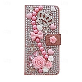 cheap iPhone Cases-Phone Case For Samsung Galaxy iPhone 16 iPhone 15 Pro Max Plus iPhone 14 13 12 11 Pro Max Plus Mini SE Wallet Case for Women Girl with Stand Holder Magnetic Bling Glitter Shiny Flower Floral TPU