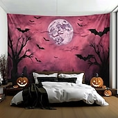 billige Halloween dekorasjon-rosa flaggermus hengende billedvev veggkunst stor billedvev veggmaleri dekor fotografi bakteppe teppe gardin hjem soverom stue dekorasjon