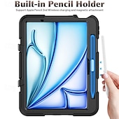 billige iPad-etui-Tablett Etuier Covere Til Apple iPad Air 11&quot; (2024) iPad Pro 11&quot; (2024) Bærbar Blyantholder Armour Defender Rugged Protective Rustning PC Silikon