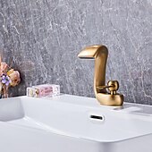 billige Baderomskraner-Vaskekran for baderom - Foss Antikk Messing Centersat Enkelt Håndtak Et HullBath Taps