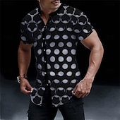 billiga 3D-mönster-Herr 3D Print Skjorta Knapp upp skjorta Kortärmad Mode Designer Ledigt Semester Ledigt Utekväll Vår &amp; sommar Hög krage Mönster Svart Gul Rubinrött Blå Himmelsblå