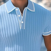preiswerte Urlaub-Herren Poloshirt Golfhemd Arbeit Casual Kargen Gerippter Polokragen Kurzarm Basic Modern Farbblock Patchwork Taste Frühling Sommer Regular Fit Hellblau Weiß Burgunderrot Marinenblau Grau Poloshirt