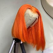 preiswerte Echthaarperücken mit Stirn-Spitzenkappe-Remy Menschenhaar 13x6 Verschluss 13x4 Spitzenfront 4x4 Spitzenfront Perücke Bob Bubikopf Kurzer Bob Seitenteil Brasilianisches Haar Glatt Rosa Rot Blau Lila Perücke 130% 150% 180% Haardichte mit