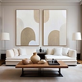 preiswerte Stillleben-Gemälde-handgemachtes beiges Bogengemälde Wandkunst beige 3D minimalistisches Strukturgemälde beige minimalistisches Wandkunst ein Paar beige Gemälde neutrale Leinwandkunst