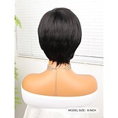 voordelige Synthetische trendy pruiken-Synthetische pruiken Natuurlijk recht Korte bob Zijdeel Pruik 8 Zwart / Rood Synthetisch haar Dames Gemengde Kleur