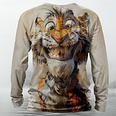 ieftine Tricouri cu imprimeu animal-Bărbați Tigru Tricou Cămașă Henley Manșon Lung Tricou Tipărire 3D Stil Nautic Cămașă Designer Retro / vintage Stradă Casual Zilnic verde 1# Albastru piscină Mov Vară Primăvară Toamnă Îmbrăcăminte S M