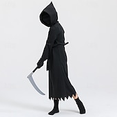baratos Fantasias Infantis-Esqueleto Caveira Fantasma Ceifador Capa Traje Cosplay manto com capuz Crianças Para Meninos Traje Assustador Espetáculo dia das Bruxas Mascarilha Carnaval Baile de Máscaras Fantasia de Carnaval Fácil