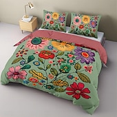 cheap Duvet Cover Sets-Botanical Floral Duvet Cover Set - Includes Duvet Cover and Pillowcases - Elegant Nature-Inspired Design - Soft and Comfortable Fabric - Perfect for Bedroom Decor