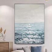 Недорогие Пейзажи-ручная работа картина маслом холст стены искусства украшения абстрактный океан морская волна пейзаж для домашнего декора свернутая бескаркасная нерастянутая картина