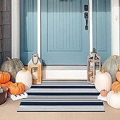 preiswerte Fußmatten-Halloween gestreifte Fußmatte Küchenteppich Bodenmatte Rutschfeste Teppich Ölresistente Matte Innen Außen Matte Schlafzimmer Dekor Badezimmermatte Eingangsteppich