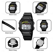 cheap Digital Watches-SKMEI Men Digital Watch Fashion Casual Business Wristwatch Luminous Stopwatch Alarm Clock Countdown Steel TPU Watch